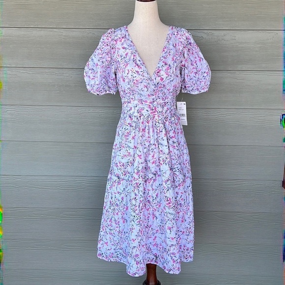 French Collection “Flores” Puff Sleeve Dress - Picture 2 of 12